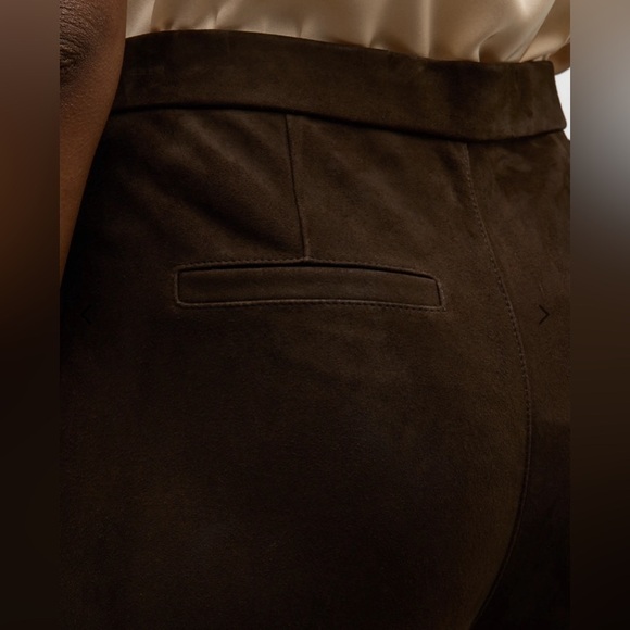 Kobi Halperin Joelle High-Rise Leather Suede Flare Pants Chocolate Brown 2 - Picture 4 of 12